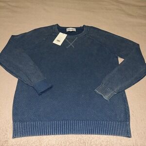 NWT Thomas Sterling Navy Blue 100% Cotton Knit Crewneck Sweater Mens Size Medium